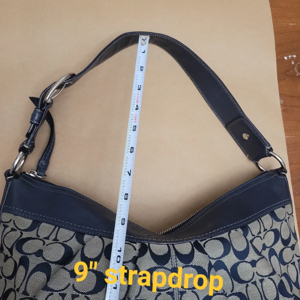 Coach Navy and Tan Signature Hobo Bag - Picture 5 of 13
